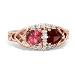 Pink Tourmaline Sparkling Celtic Knot 14K Rose Gold ring R2645