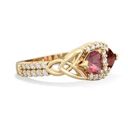 Pink Tourmaline Sparkling Celtic Knot 14K Yellow Gold ring R2645