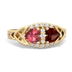 Pink Tourmaline Sparkling Celtic Knot 14K Yellow Gold ring R2645