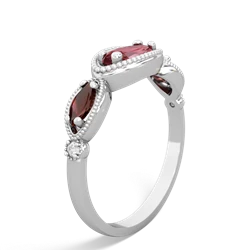 Pink Tourmaline Milgrain Marquise 14K White Gold ring R5700