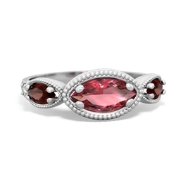 Pink Tourmaline Milgrain Marquise 14K White Gold ring R5700