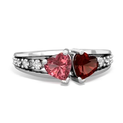 Pink Tourmaline Heart To Heart 14K White Gold ring R3342