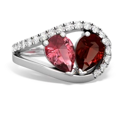 Pink Tourmaline Nestled Heart Keepsake 14K White Gold ring R5650