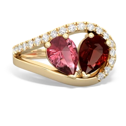 Pink Tourmaline Nestled Heart Keepsake 14K Yellow Gold ring R5650