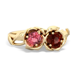 Pink Tourmaline Rose Garden 14K Yellow Gold ring R5510