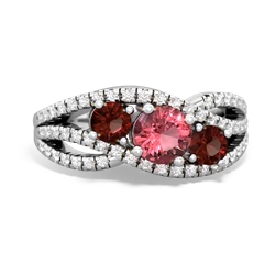 Pink Tourmaline Three Stone Aurora 14K White Gold ring R3080