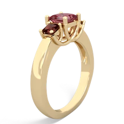 Pink Tourmaline Three Stone Trellis 14K Yellow Gold ring R4015