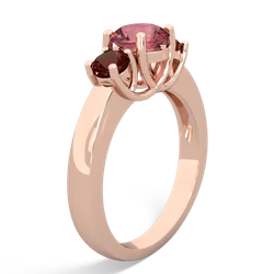 Pink Tourmaline Three Stone Round Trellis 14K Rose Gold ring R4018