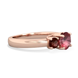 Pink Tourmaline Three Stone Round Trellis 14K Rose Gold ring R4018