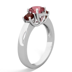 Pink Tourmaline Three Stone Round Trellis 14K White Gold ring R4018