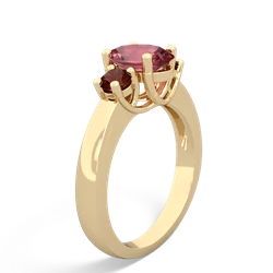 Pink Tourmaline Three Stone Oval Trellis 14K Yellow Gold ring R4024