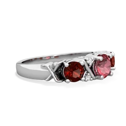 Pink Tourmaline Hugs And Kisses 14K White Gold ring R5016