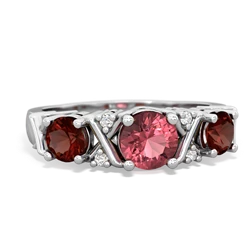 Pink Tourmaline Hugs And Kisses 14K White Gold ring R5016