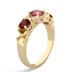 Pink Tourmaline Hugs And Kisses 14K Yellow Gold ring R5016