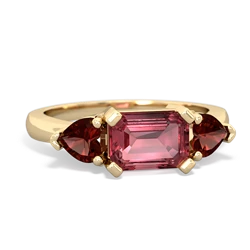 Pink Tourmaline Three Stone 14K Yellow Gold ring R5235