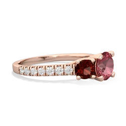 Pink Tourmaline Pave Trellis 14K Rose Gold ring R5500