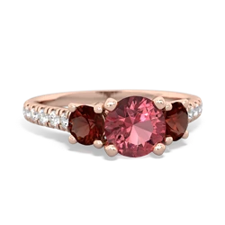 Pink Tourmaline Pave Trellis 14K Rose Gold ring R5500