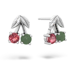 Pink Tourmaline Sweet Cherries 14K White Gold earrings E7001