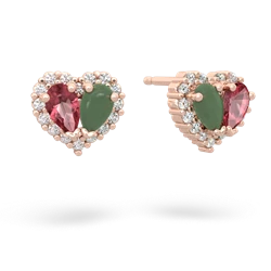 Pink Tourmaline Halo 14K Rose Gold earrings E7008