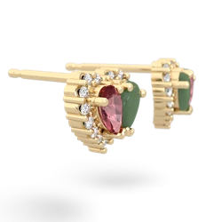 Pink Tourmaline Halo 14K Yellow Gold earrings E7008