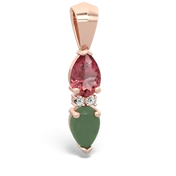 Pink Tourmaline Bowtie Drop 14K Rose Gold pendant P0865