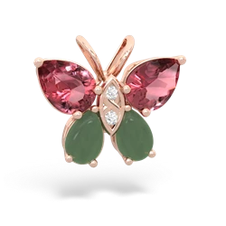 Pink Tourmaline Butterfly 14K Rose Gold pendant P2215