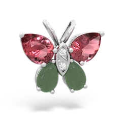 Pink Tourmaline Butterfly 14K White Gold pendant P2215