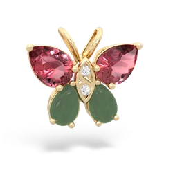 Pink Tourmaline Butterfly 14K Yellow Gold pendant P2215