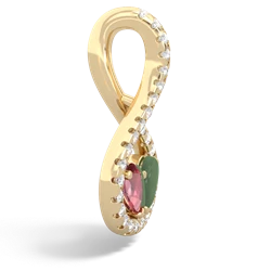 Pink Tourmaline Pave Twist 'One Heart' 14K Yellow Gold pendant P5360