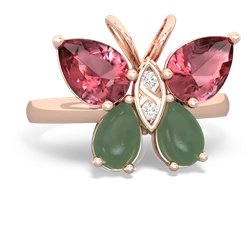 Pink Tourmaline Butterfly 14K Rose Gold ring R2215