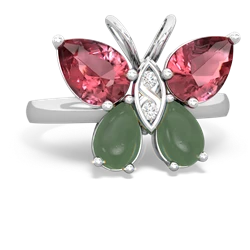 Pink Tourmaline Butterfly 14K White Gold ring R2215