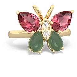 Pink Tourmaline Butterfly 14K Yellow Gold ring R2215