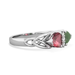 Pink Tourmaline Celtic Knot Double Heart 14K White Gold ring R5040