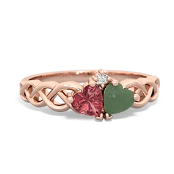 Pink Tourmaline Heart To Heart Braid 14K Rose Gold ring R5870