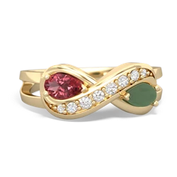 Pink Tourmaline Diamond Infinity 14K Yellow Gold ring R5390