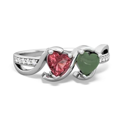 Pink Tourmaline Side By Side 14K White Gold ring R3090