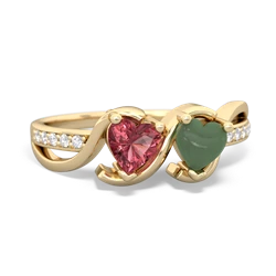 Pink Tourmaline Side By Side 14K Yellow Gold ring R3090