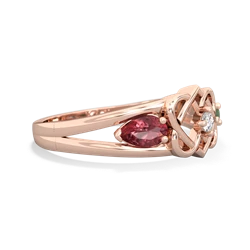 Pink Tourmaline Hearts Intertwined 14K Rose Gold ring R5880