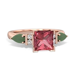 Pink Tourmaline 6Mm Princess Eternal Embrace Engagement 14K Rose Gold ring C2002