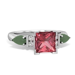 Pink Tourmaline 6Mm Princess Eternal Embrace Engagement 14K White Gold ring C2002