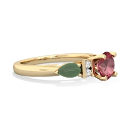 Pink Tourmaline 6Mm Round Eternal Embrace Engagement 14K Yellow Gold ring R2005