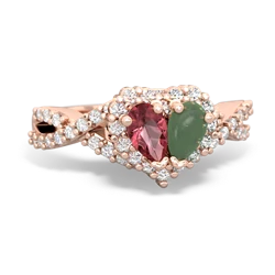 Pink Tourmaline Diamond Twist 'One Heart' 14K Rose Gold ring R2640HRT