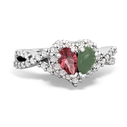 Pink Tourmaline Diamond Twist 'One Heart' 14K White Gold ring R2640HRT