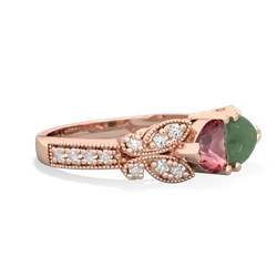 Pink Tourmaline Diamond Butterflies 14K Rose Gold ring R5601