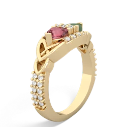 Pink Tourmaline Sparkling Celtic Knot 14K Yellow Gold ring R2645