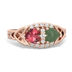 Pink Tourmaline Sparkling Celtic Knot 14K Rose Gold ring R2645