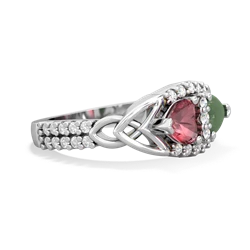 Pink Tourmaline Sparkling Celtic Knot 14K White Gold ring R2645