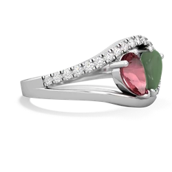 Pink Tourmaline Nestled Heart Keepsake 14K White Gold ring R5650