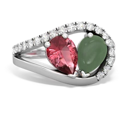 Pink Tourmaline Nestled Heart Keepsake 14K White Gold ring R5650