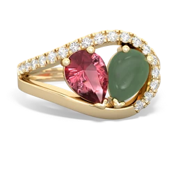 Pink Tourmaline Nestled Heart Keepsake 14K Yellow Gold ring R5650